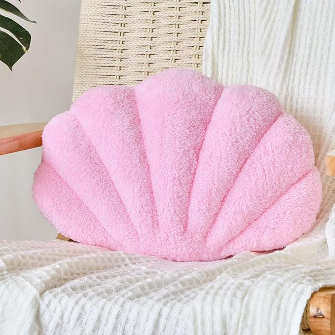 Seashell Decorative Pillow, Pink Seashell Shaped Throw Pillows, 13x10 Inch Soft Sea Ocean Room De... | Amazon (US)