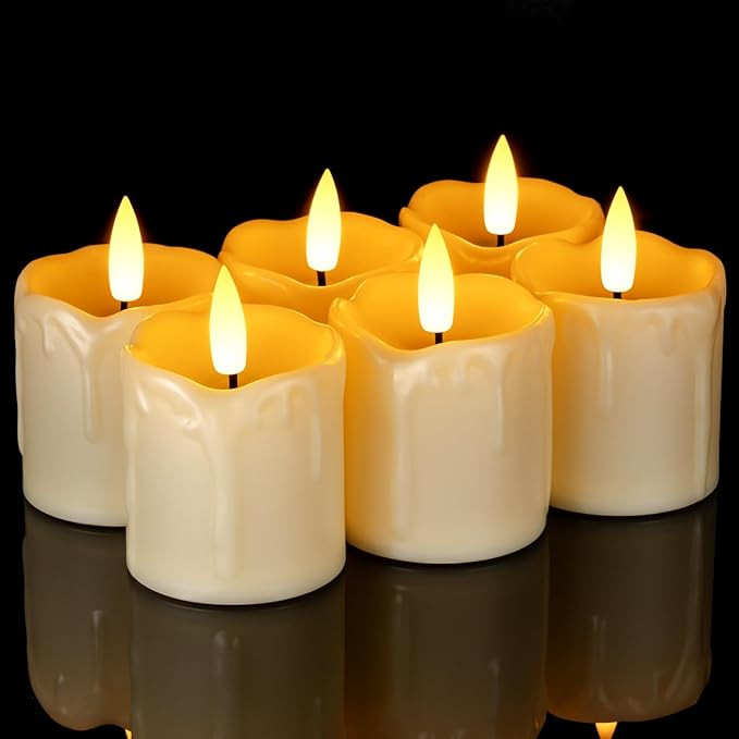 Homemory 2" x 2" Timer Flickering Flameless Votive Candles, Realistic Battery Operated Candles, 6... | Amazon (US)