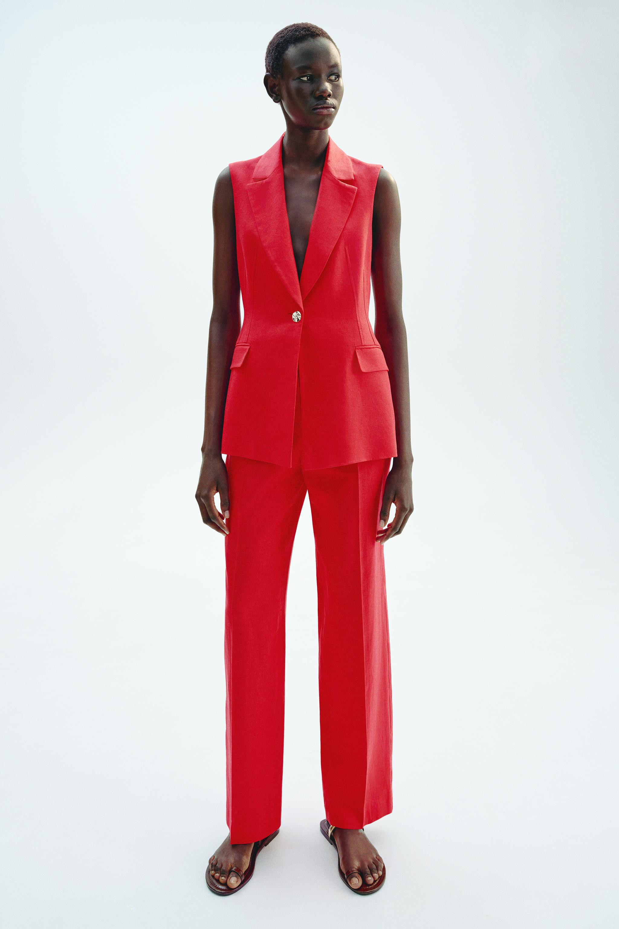 STRAIGHT LEG LINEN PANTS | Zara US