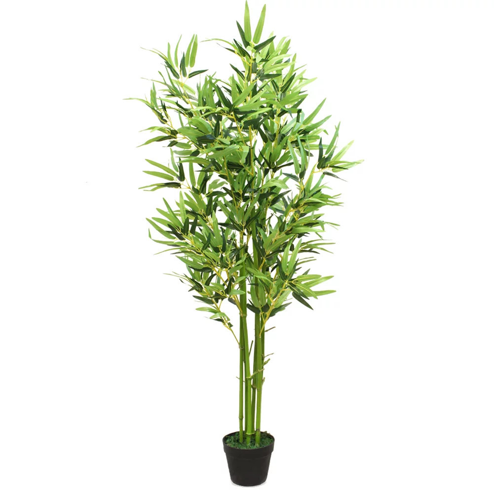 5-Feet Artificial Faux Potted Plant Fake Bamboo Green Leaf Plant Bonsai Décor for Indoor Outdoor... | Walmart (US)