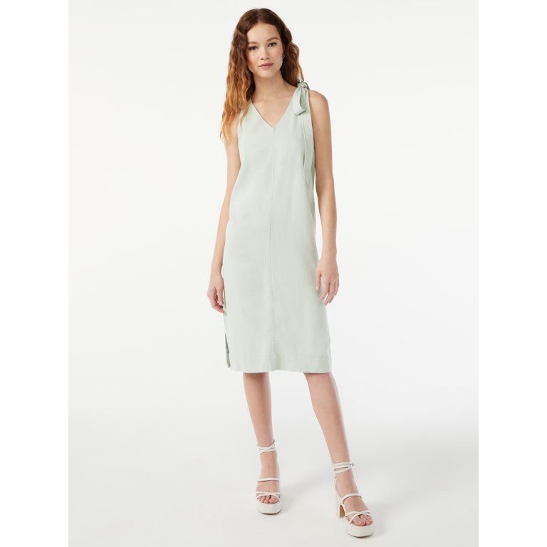 Free Assembly Women's V-Neck Dress with Tie Strap | Walmart (US)