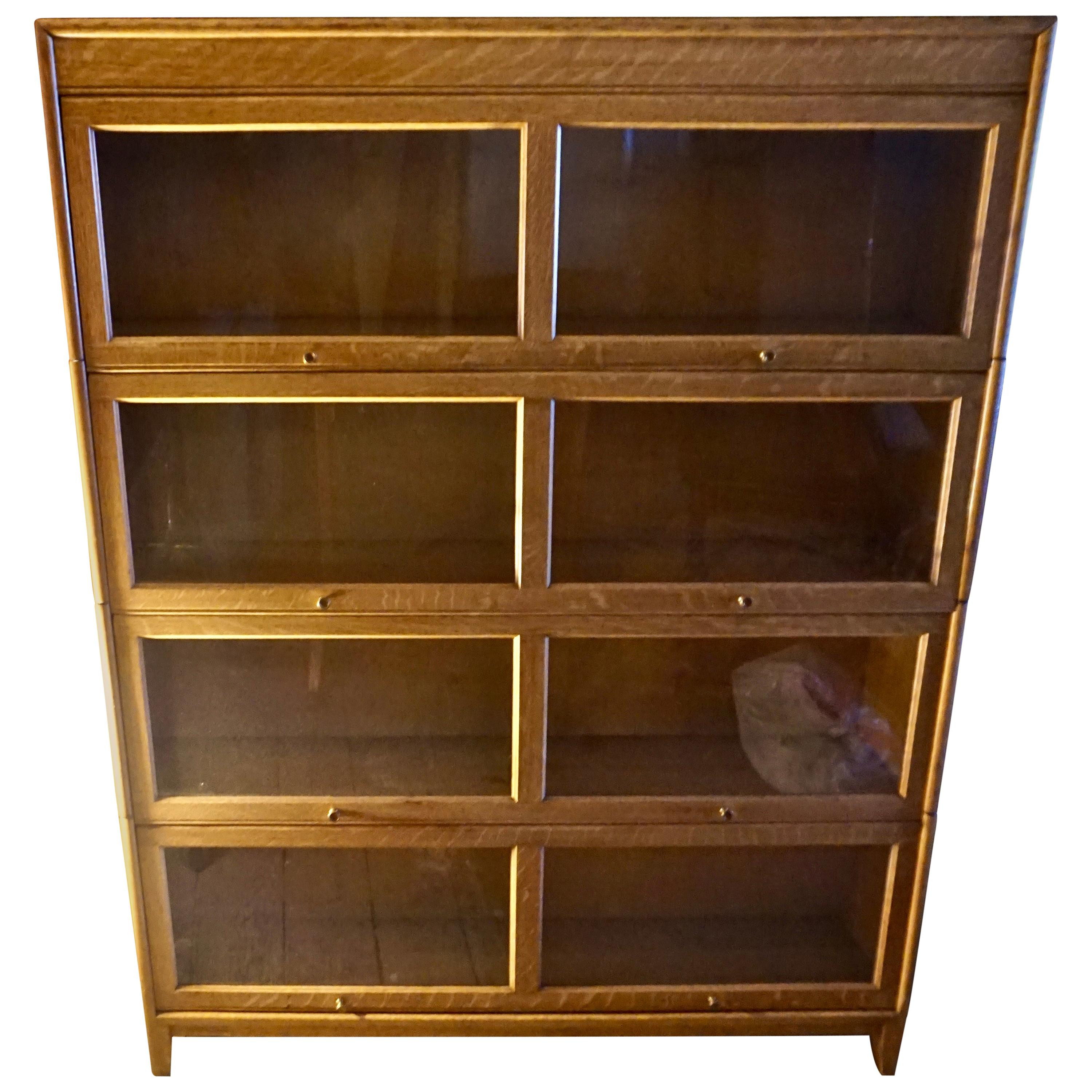 Midcentury Blonde Oak Barrister's Bookcase Display Cabinet | 1stDibs
