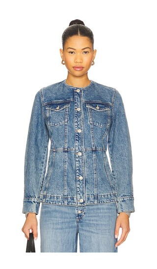 Free People x We The Free Lula Denim Jacket In River Blues in Blue. - size XS | Revolve Clothing (Global)