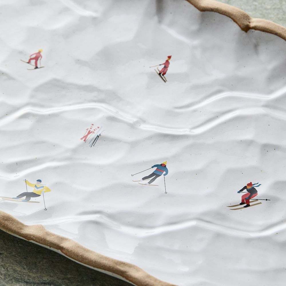 Holiday Skiers Stoneware Rectangle Platter | West Elm (US)