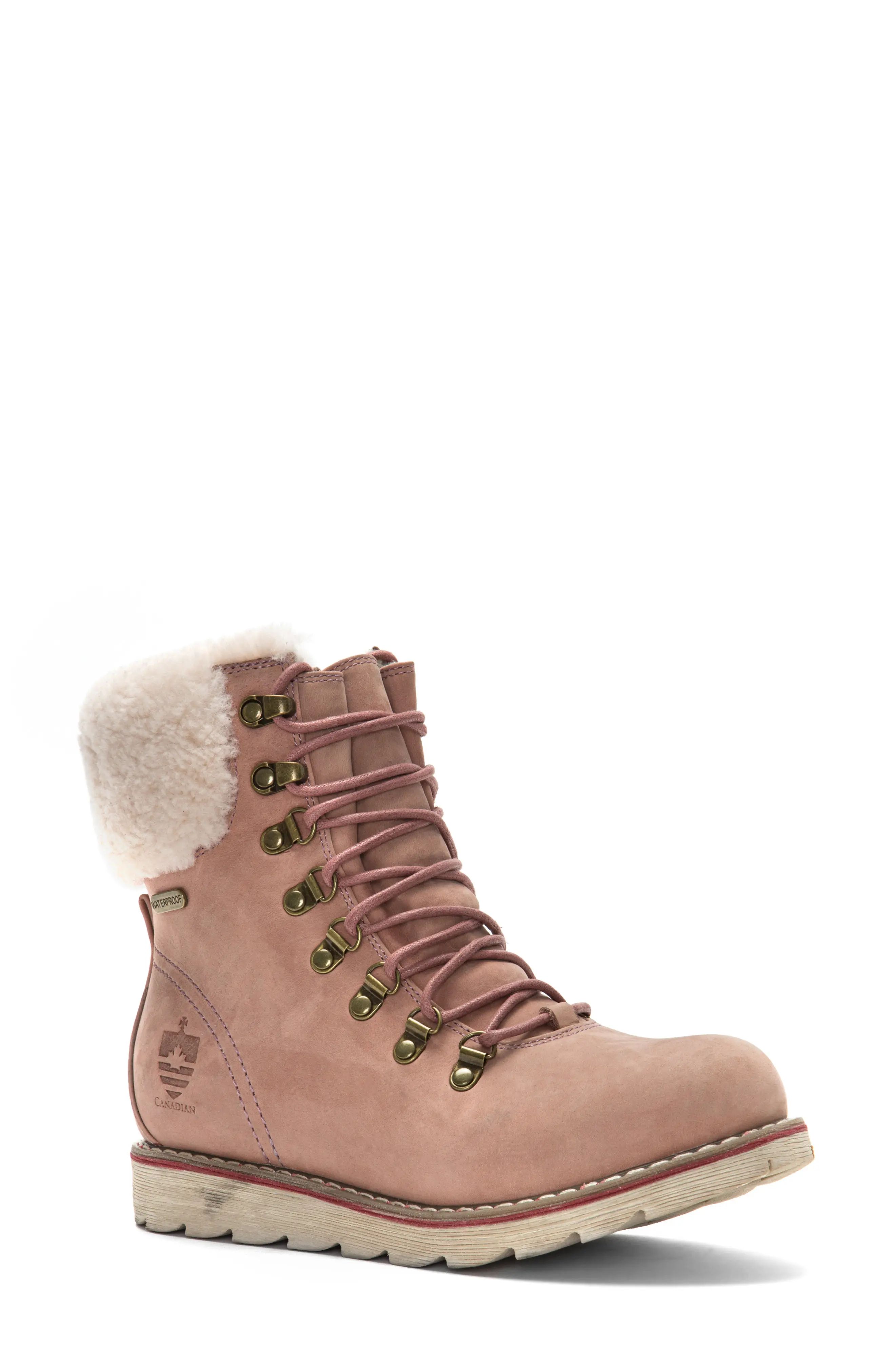 Women's Royal Canadian Lethbridge Waterproof Snow Boot With Genuine Shearling Cuff, Size 7 M - Pink | Nordstrom