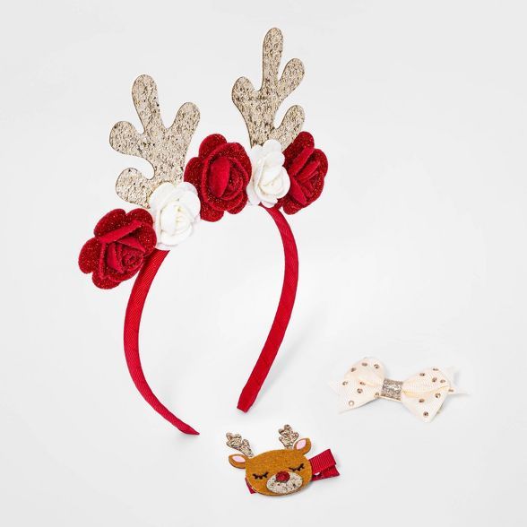 Toddler Girls' Reindeer Headband Clip Set - Cat & Jack™ | Target