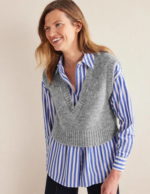 Fluffy Cropped V-Neck Tank Top | Boden (UK & IE)