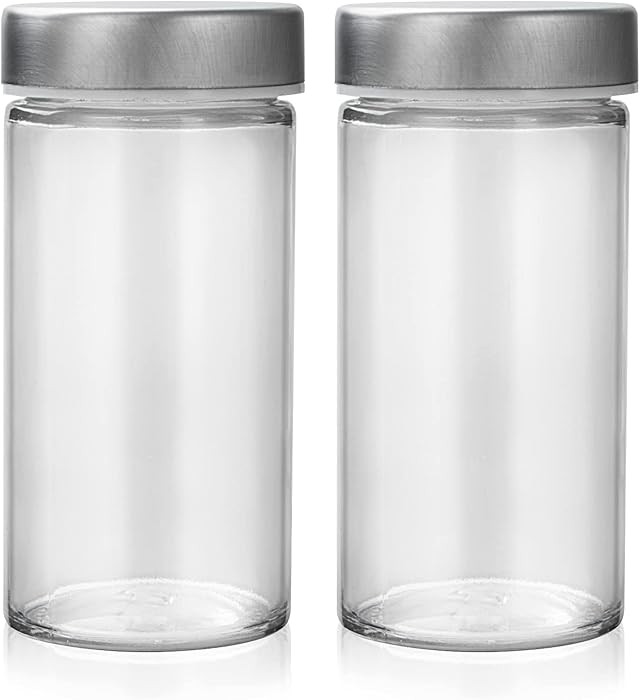 2 Pcs Glass Spice Jars/Bottles - 3oz Empty Round Spice Containers with Airtight Metal Caps with S... | Amazon (US)