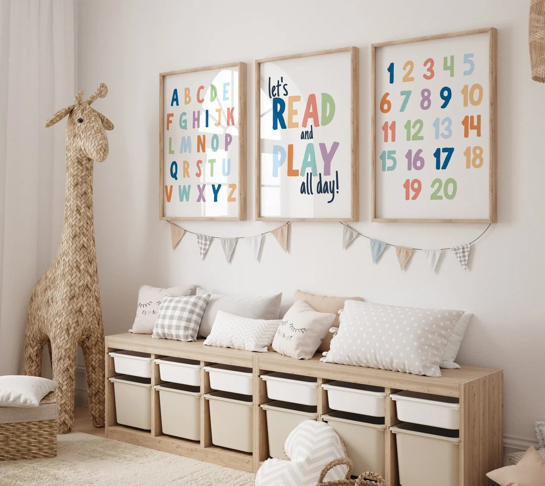 Set of 3 Playroom Printable Wall Art Playroom Decor, Playroom Prints, Let's Play All Day, Let's R... | Etsy (US)