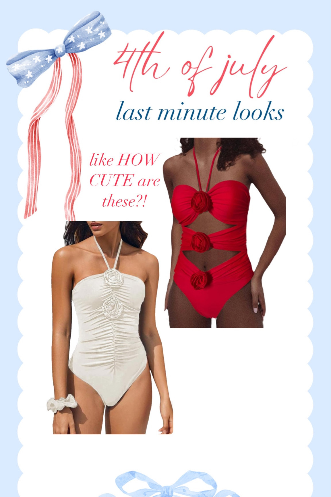 Last minute 4th of July swimsuits! Super cute floral detail - would always be perfect for honeymoon! 

#LTKSeasonal #LTKFindsUnder100 #LTKFindsUnder50