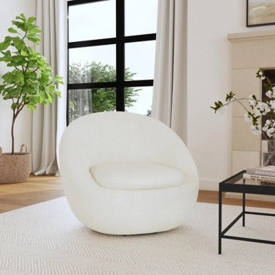 HomePop Round Swivel Chair, White | Ashley Homestore