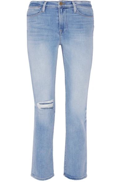Le High distressed straight-leg jeans | NET-A-PORTER (US)