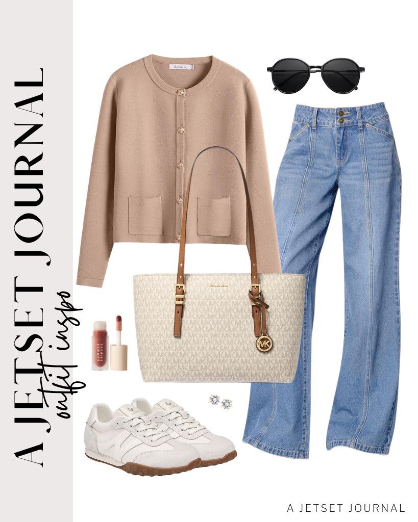 Start your next outfit by pairing a khaki ANRABESS cardigan with these stretchy jeans from Sidefeel. Step into somiliss walking sneakers and grab a Michael Kors Quinn top-zip tote that goes with this fit. Complete the look with PAVOI earrings and Summer Fridays Dream Lip Oil.

#LTKSeasonal #LTKSaleAlert #LTKTravel
 

 