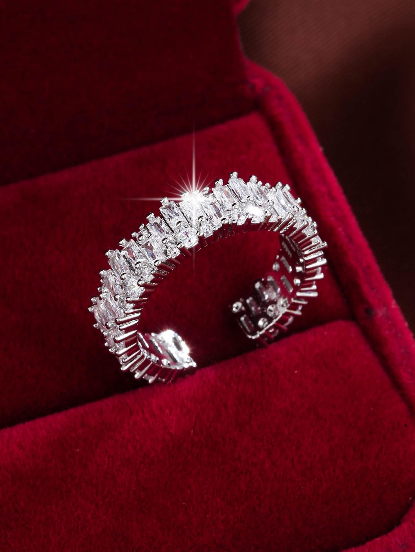 Cubic Zirconia Decor Cuff Ring | SHEIN