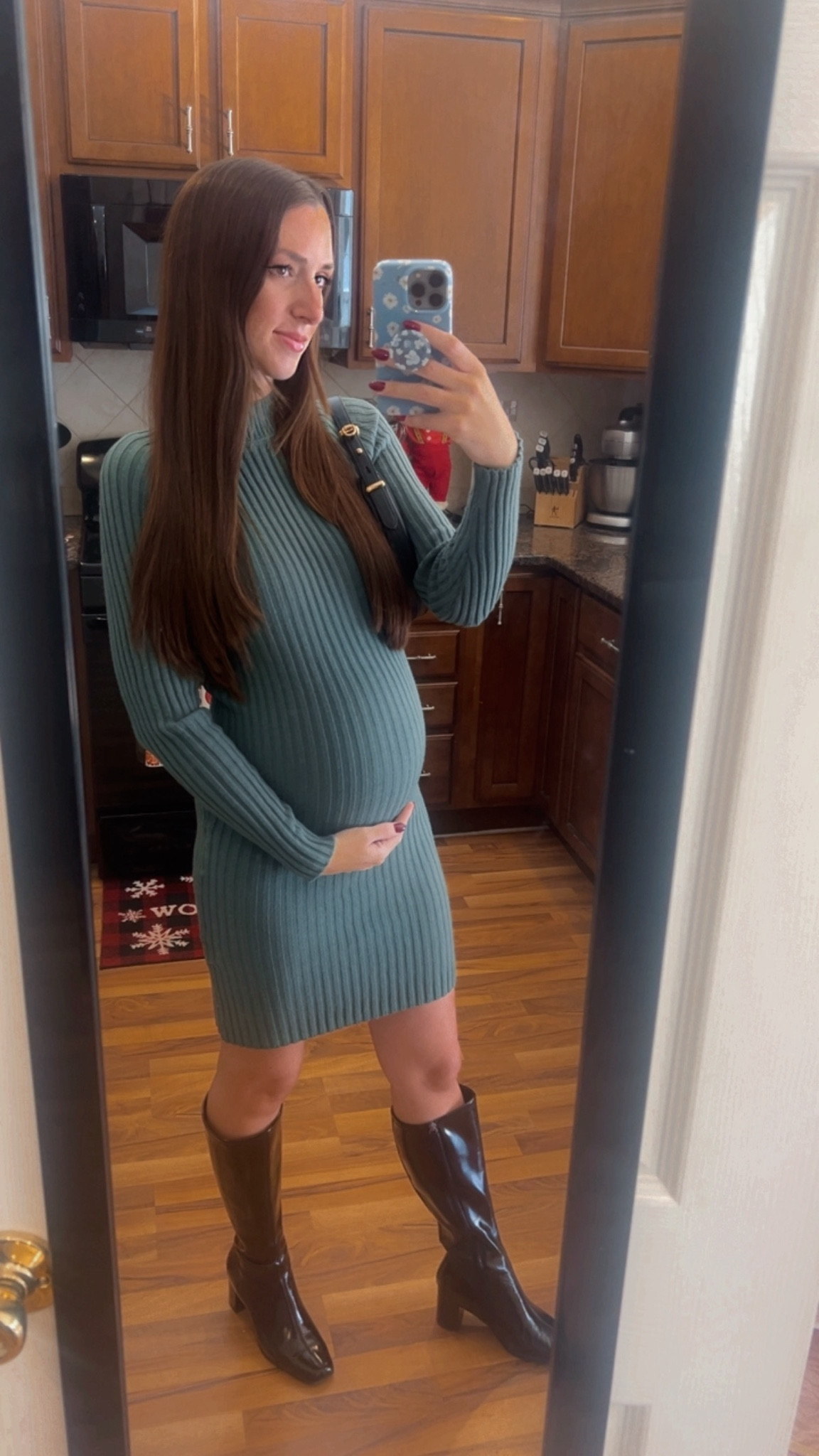 Obsessed with this maternity sweater dress from SHEIN! I got a size medium and i’m 7 months pregnant 🤰🏻 This is the perf dress for the holidays coming up! Use my coupon code- MQ4JOANNA for 15% off 🎄♥️

#LTKBump #LTKStyleTip #LTKHoliday