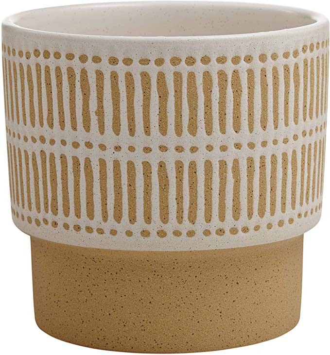 Stone & Beam Emerick Rustic Stoneware Planter Pot -  6 Inch, Brown and White | Amazon (US)