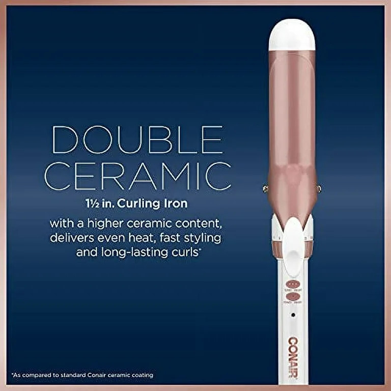 Conair Double Ceramic 1 1/2-Inch Curling Iron, 1 Â½ inch barrel produces soft waves â€“ fo... | Walmart (US)