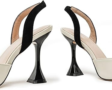 Coutgo Women's Slingback Pumps Pointed Toe Slip On Stiletto Heels Patchwork Dress Party Shoes | Amazon (US)