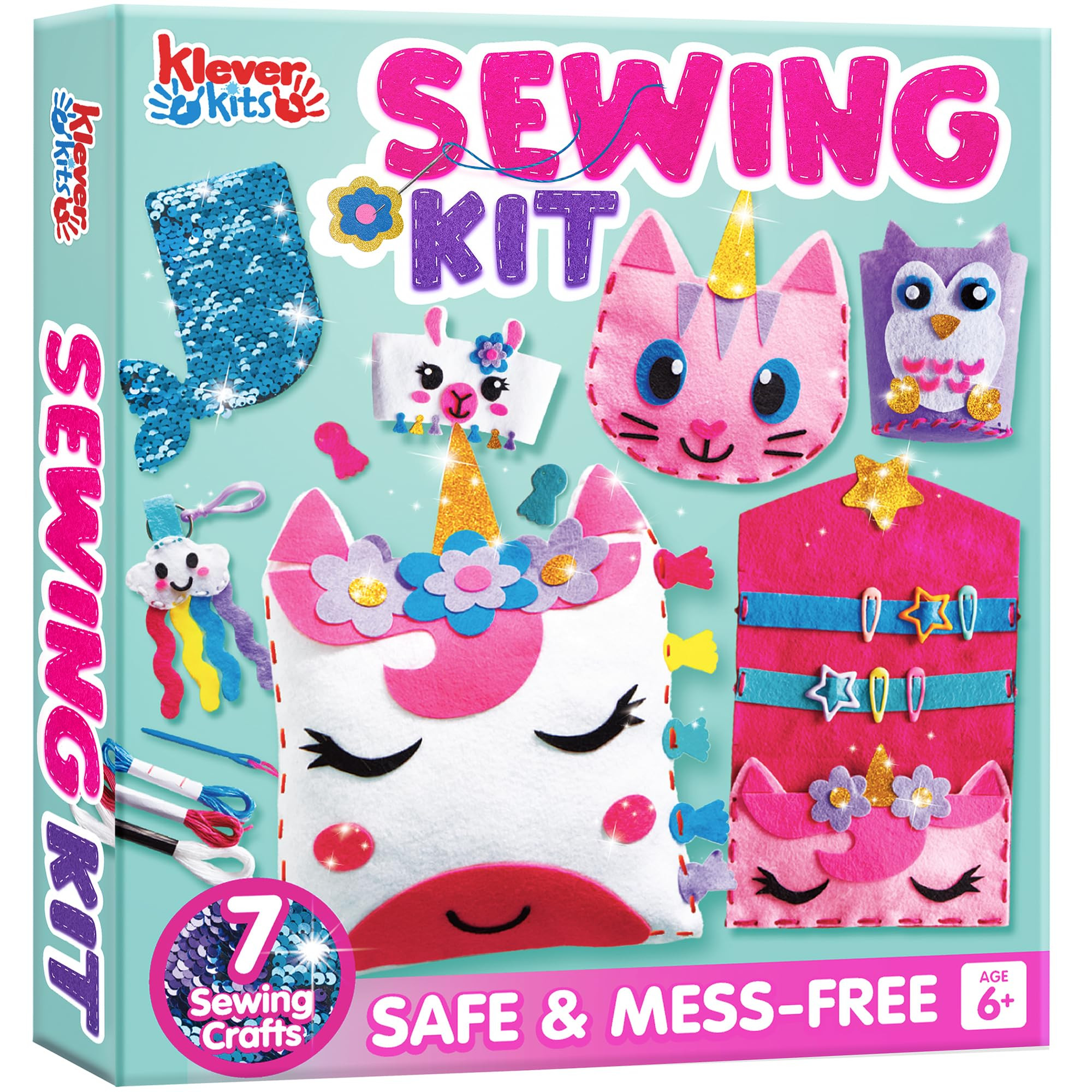 Klever Kits 7 Sewing Projects- My First Kids Sewing Kit- Easy DIY Arts and Crafts for Girls, Craf... | Amazon (US)