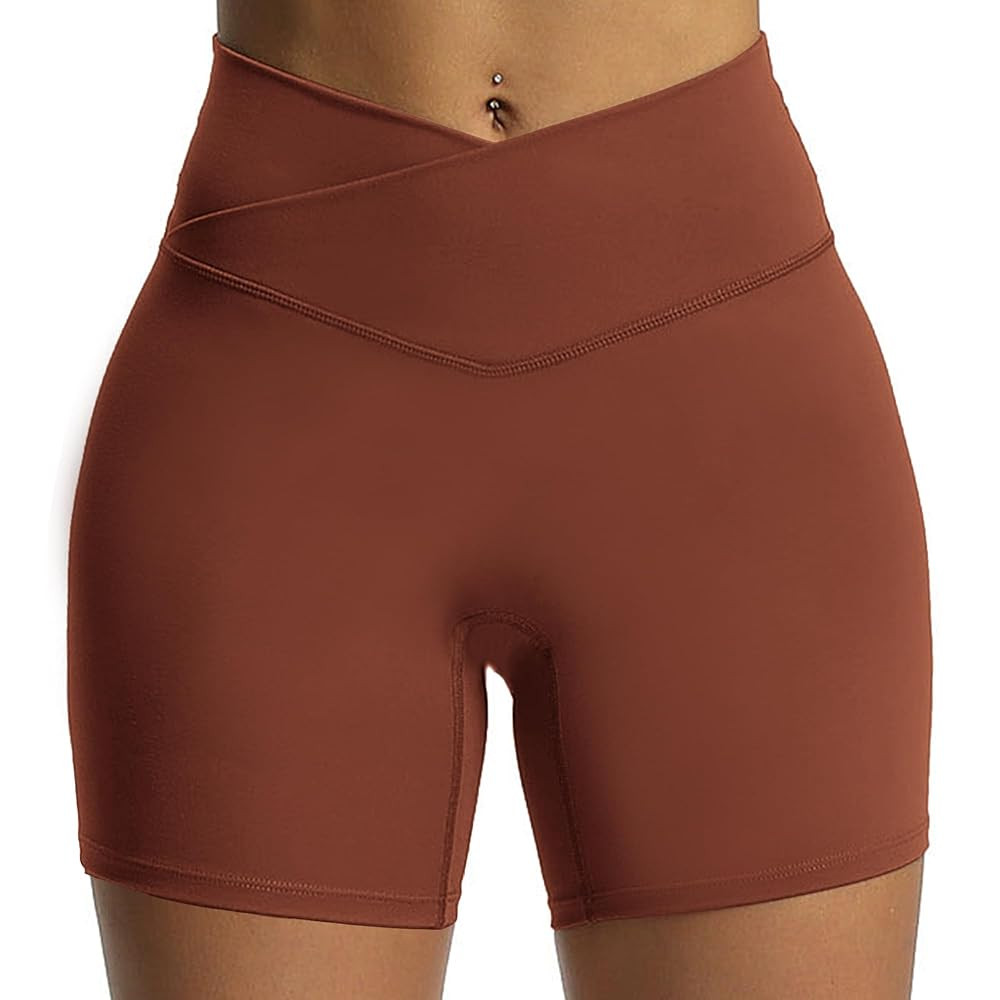Aoxjox Trinity Workout Biker Shorts for Women Cross-Waist Crossover High Waisted Tummy Control At... | Amazon (US)