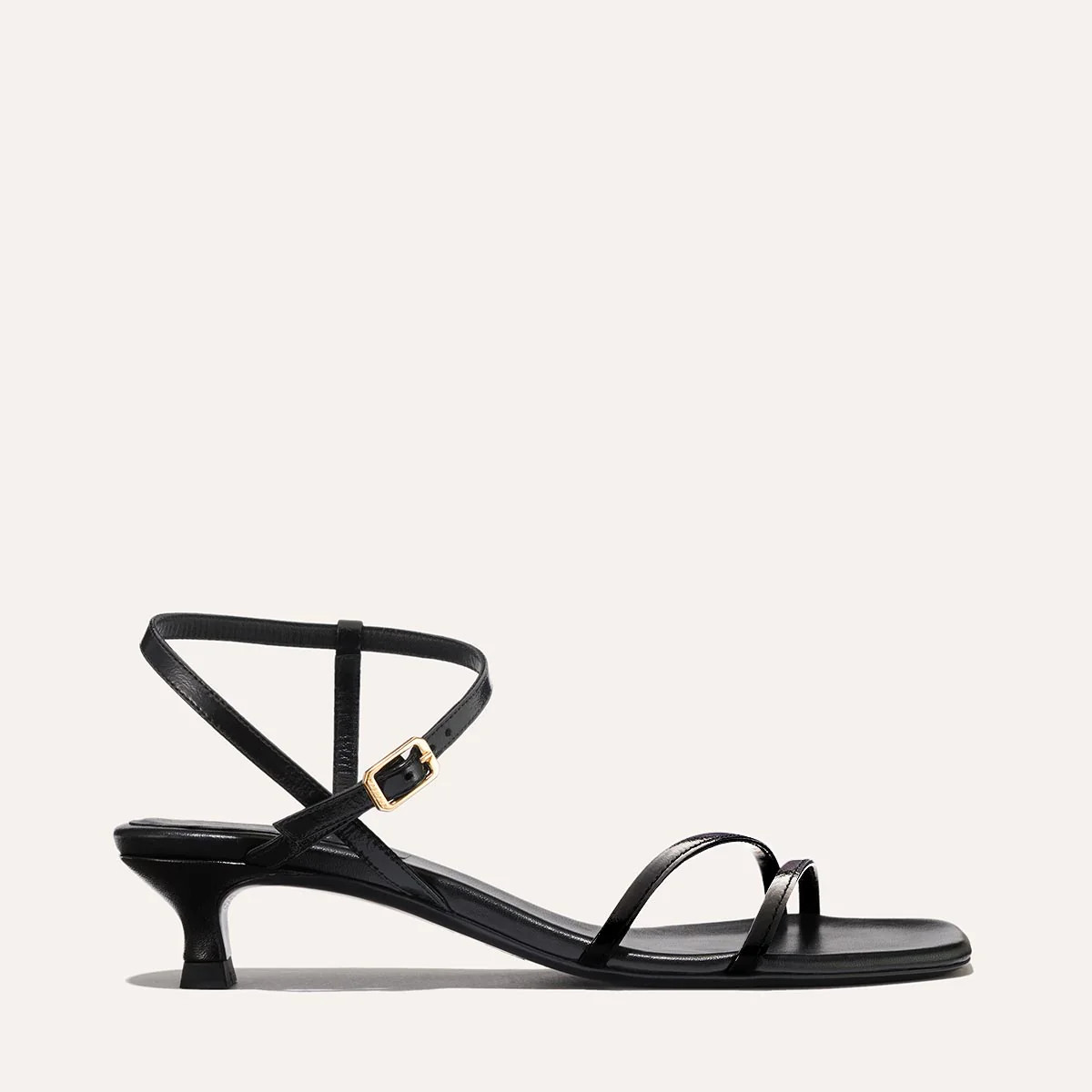 The Dylan Sandal - Black Crinkle Gloss Nappa | Margaux