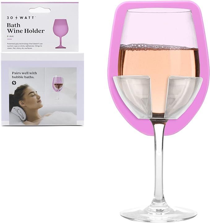 30 Watt Silicone Wine Glass Holder for Bath & Shower, Give The Gift of an at Home Spa Bathtub Rel... | Amazon (US)