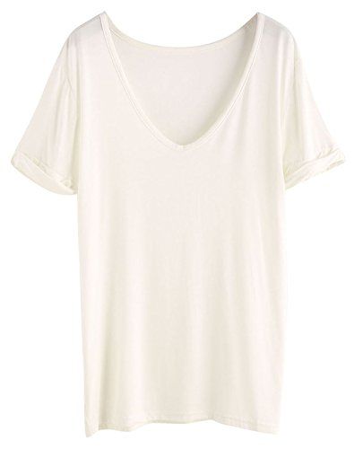 SheIn Women's Summer Short Sleeve Loose Casual Tee T-Shirt White# Small | Amazon (US)