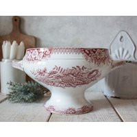 1900S Gorgeous Antique French Sarreguemines White Ironstone Salad Bowl, Pink Transferware Floral Decor | Etsy (US)