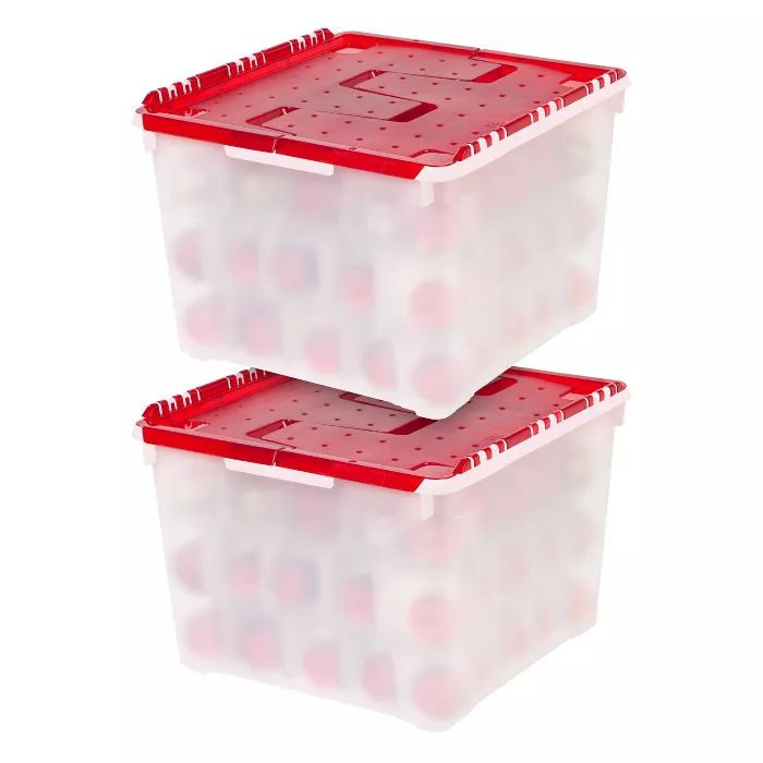 IRIS 2pk Ornament Storage Box Pearl Red | Target