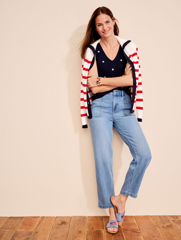 Sailor Collar Cardigan - Americana Stripe | Talbots