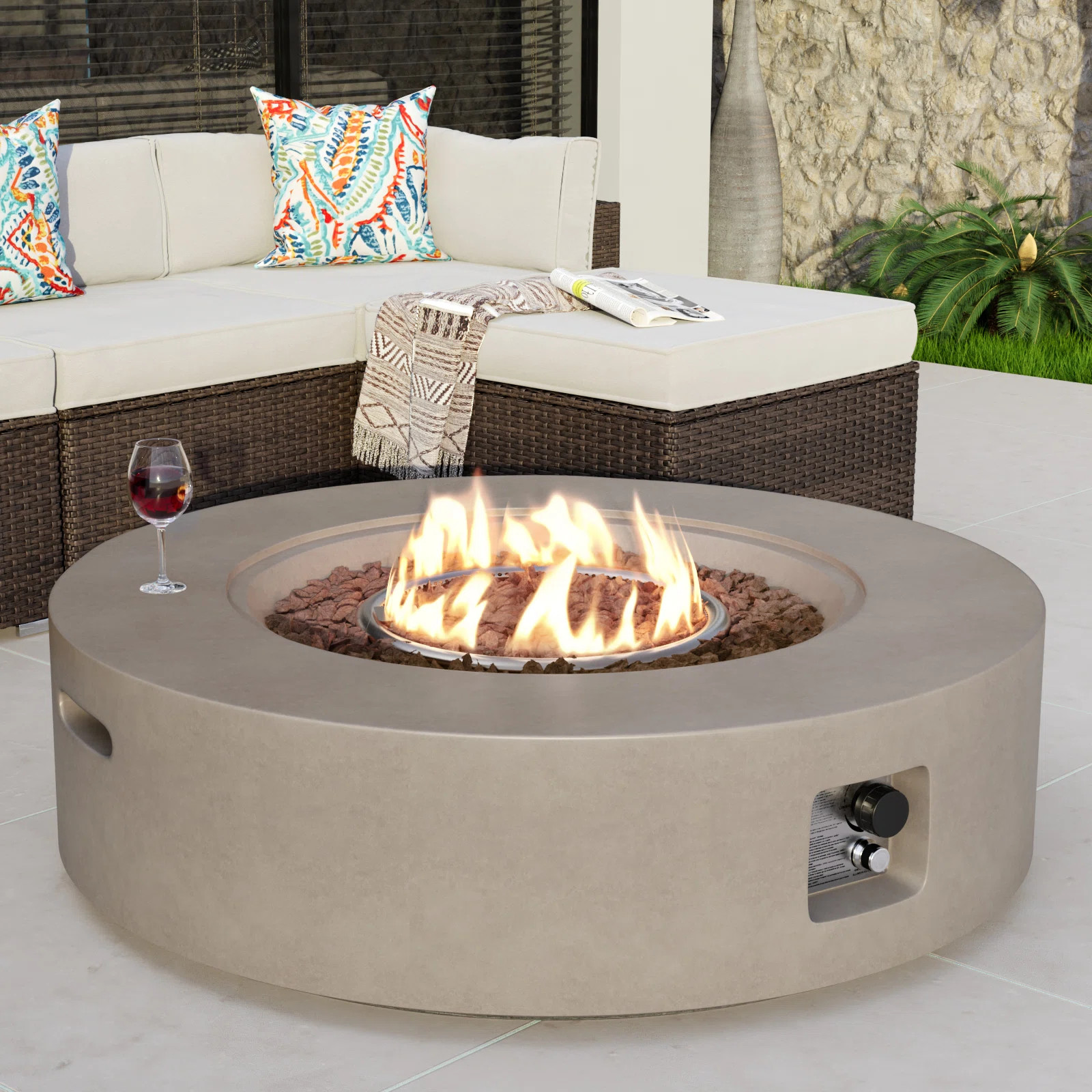 Borgia Concrete Propane Fire Pit Table | Wayfair North America