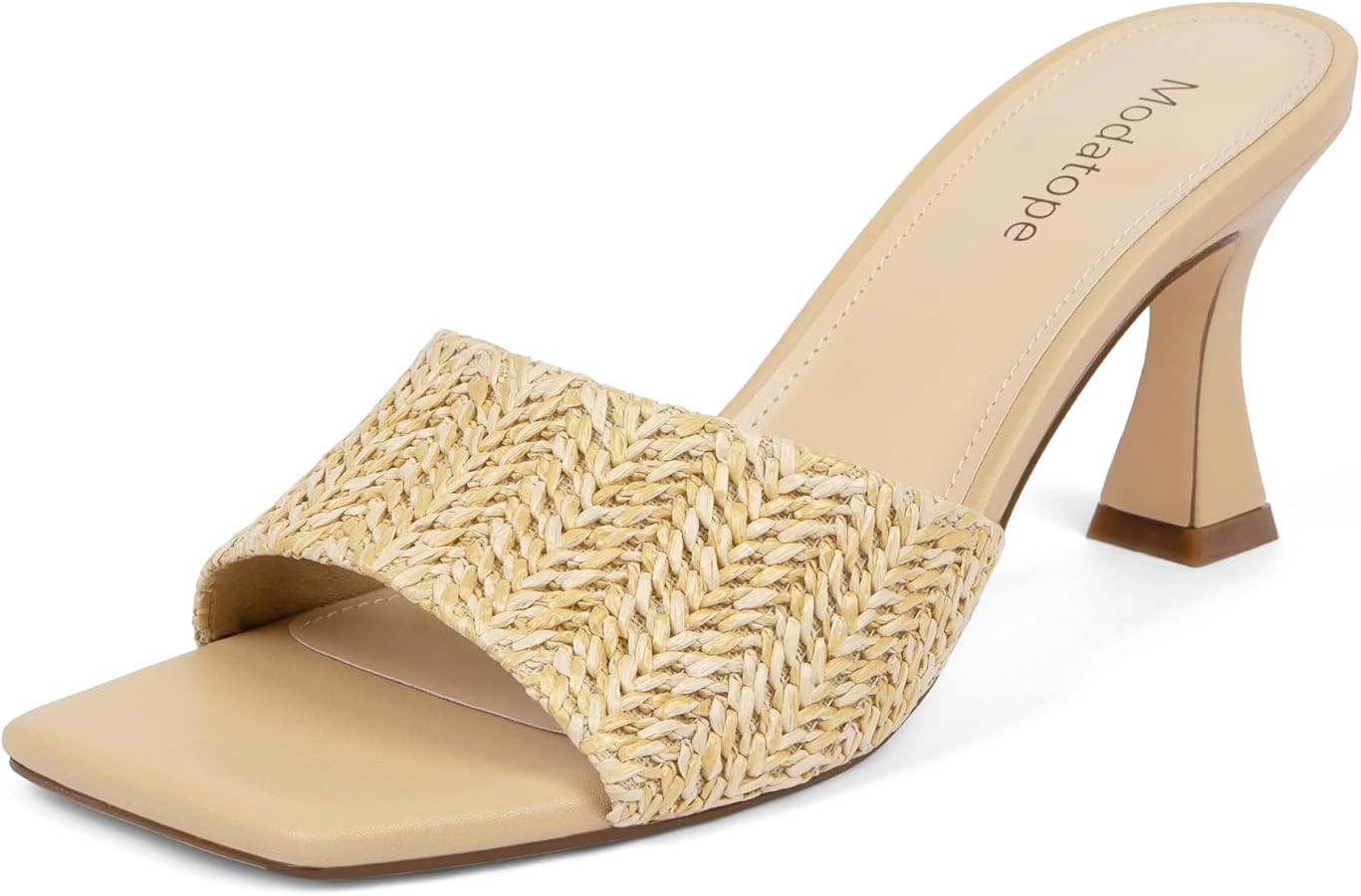 Modatope Womens Heeled Sandals Open Square Toe Heels Chunky Block Heel Slip On Sandals for Women | Amazon (US)