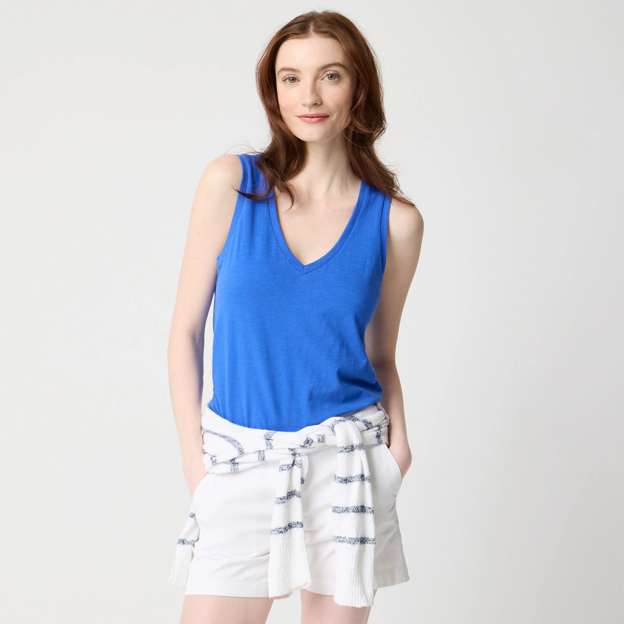 Slub cotton V-neck tank top | J.Crew Factory