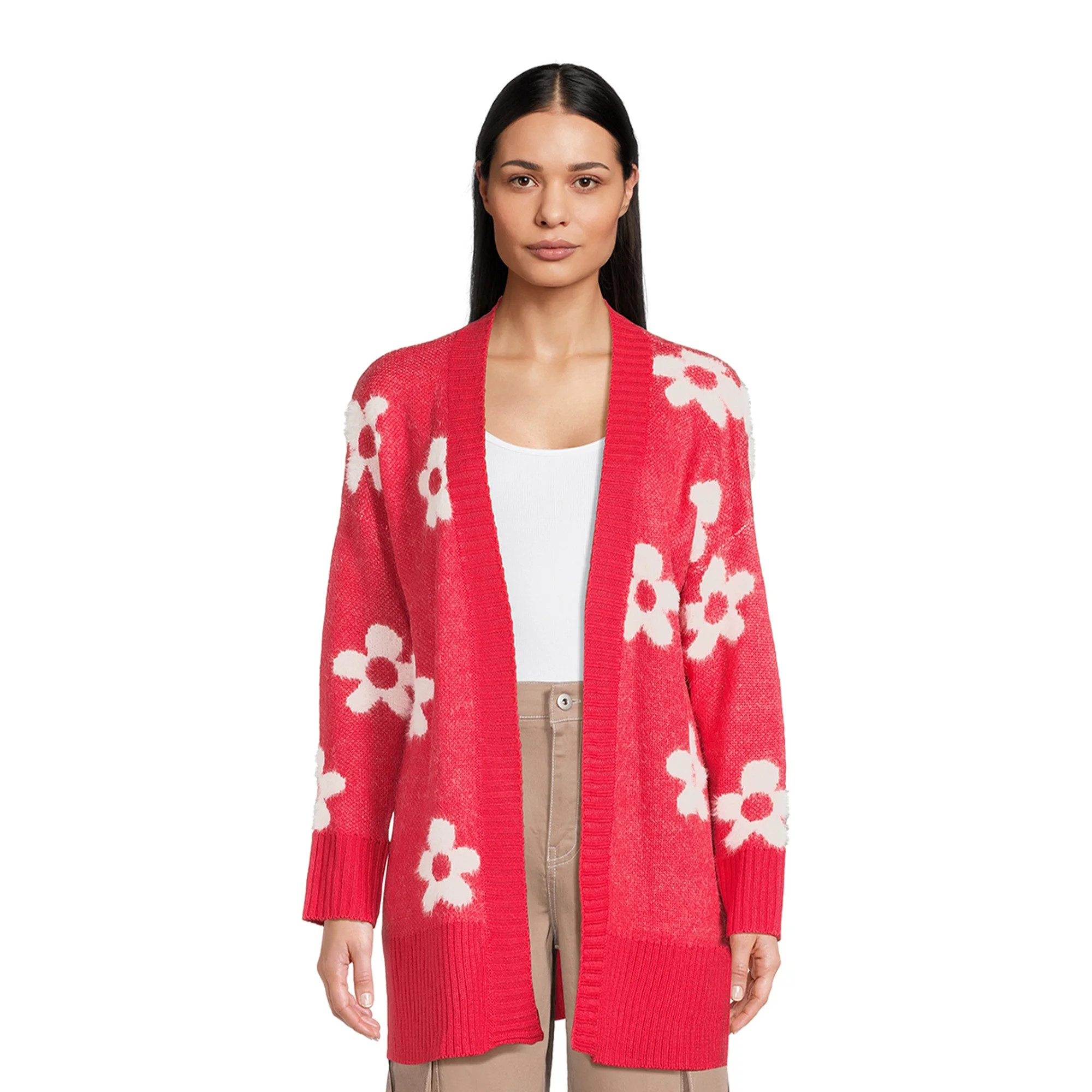 Dreamers by Debut Women's Open Front Print Cardigan Sweater, Midweight | Walmart (US)