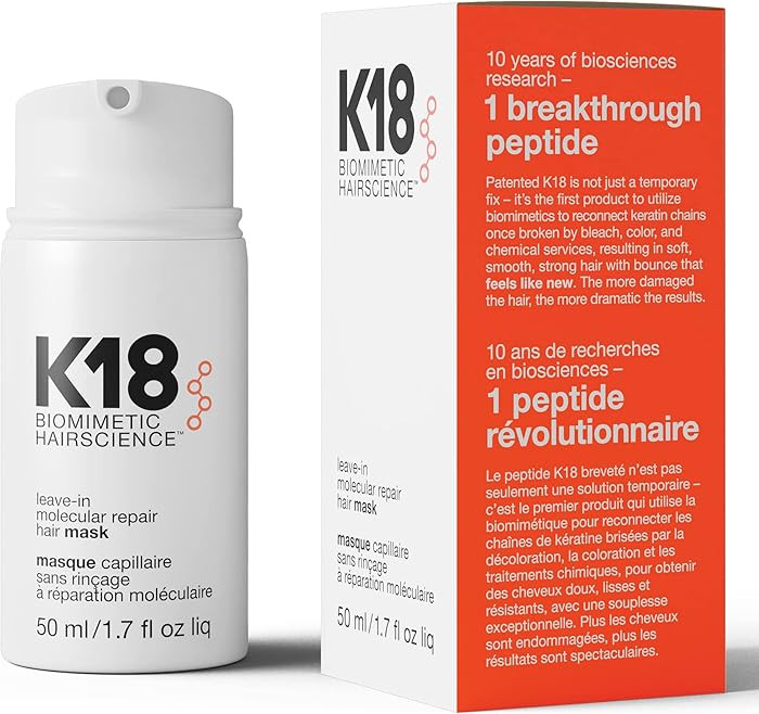 K18 Leave-In Molecular Repair Hair Mask, Patented, Lasting Repair For Dry, Frizzy, Damaged Hair, ... | Amazon (US)