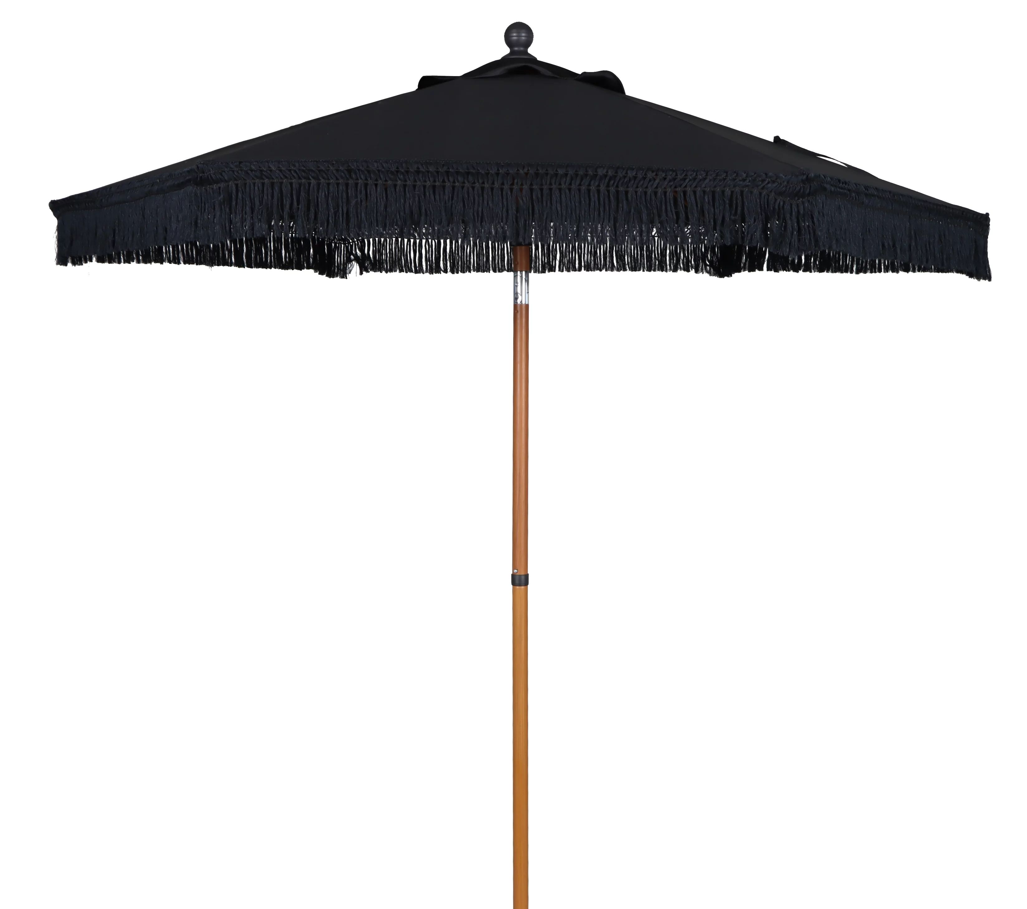 Ventura 7.5‘ Black Fringe Round Market Patio Umbrella | Walmart (US)