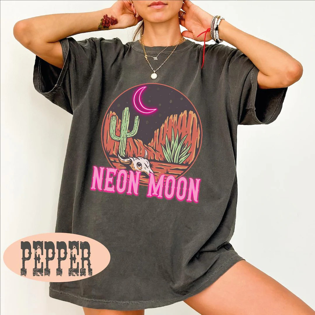 Comfort Colors Neon Moon Shirt, Desert Moon Tshirt, Desert Cactus Tee, Country Music Shirt, Summe... | Etsy (Global)