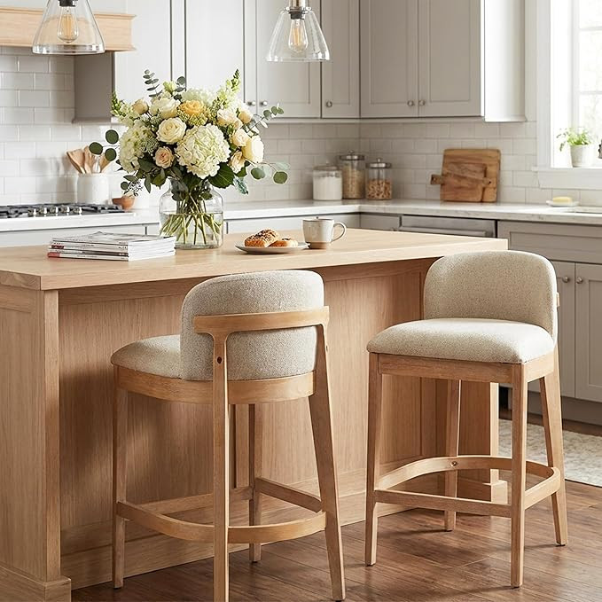 Christopher Knight Home Calista Indoor Wooden Counter Stool Set of 2, Upholstered Seat with Foam ... | Amazon (US)