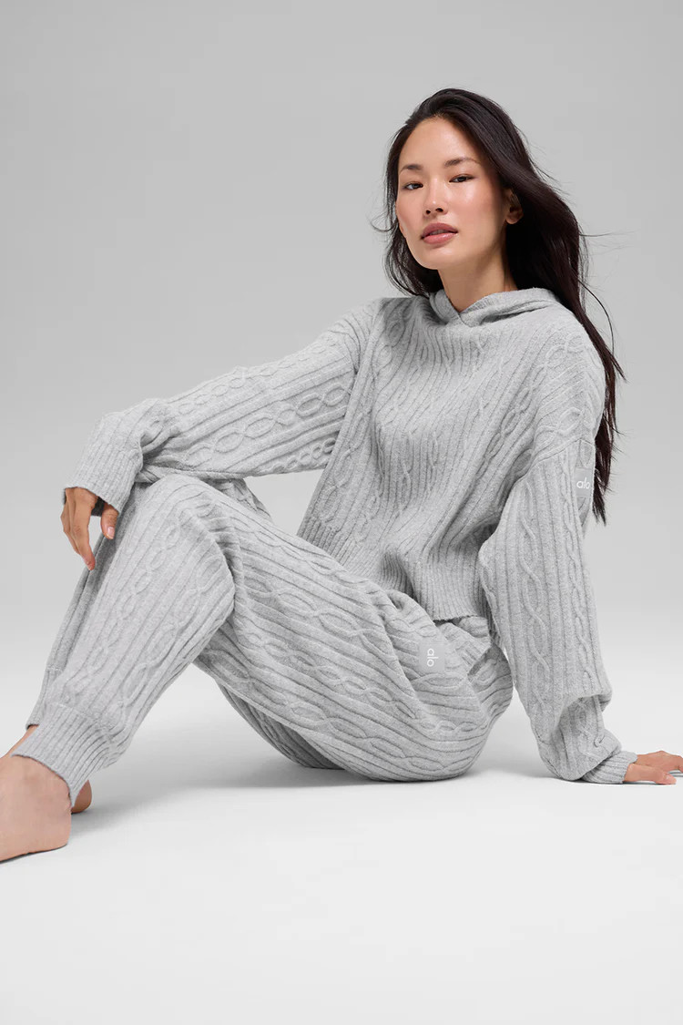 Cable Knit Winter Bliss Hoodie - Athletic Heather Grey | Alo Yoga (US)