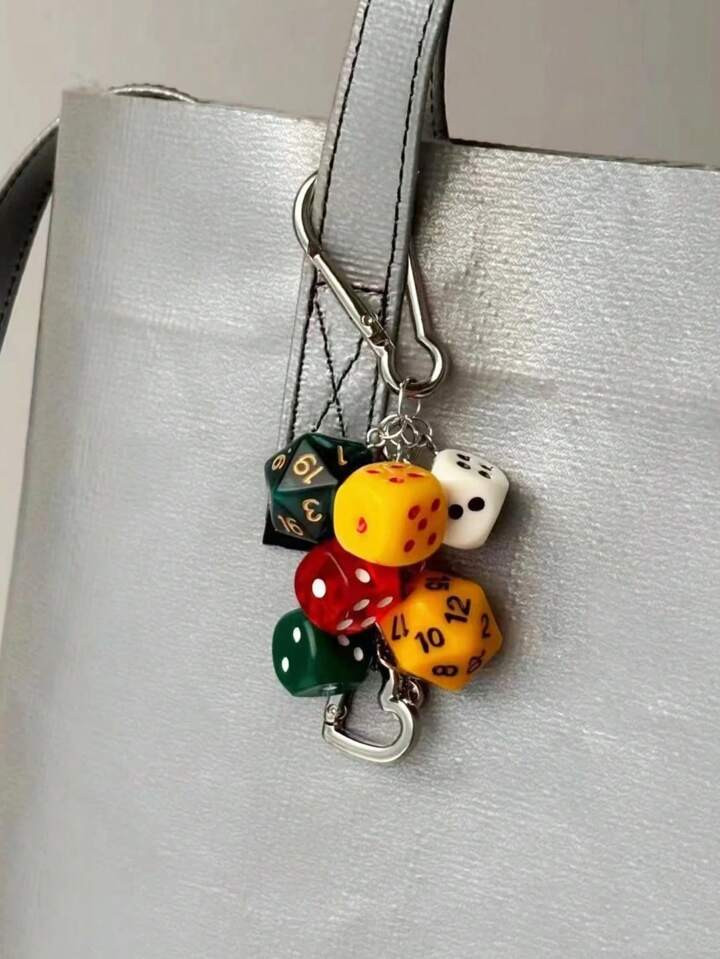 1pc Unisex Handmade Fate Dice Keychain Personality Subculture Y2K Accessory Contrast Color Bag Ha... | SHEIN