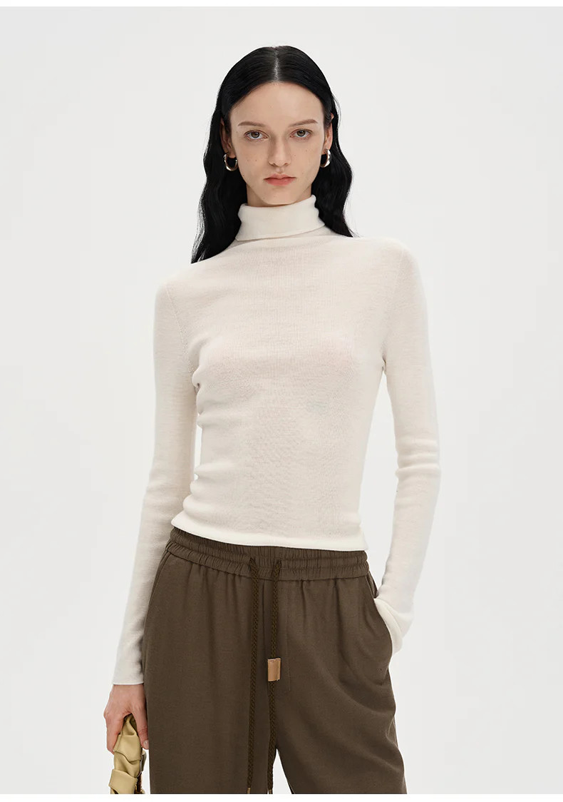 Turtleneck wool knitted shirt tight-fitting bottoming top | SELFWHO