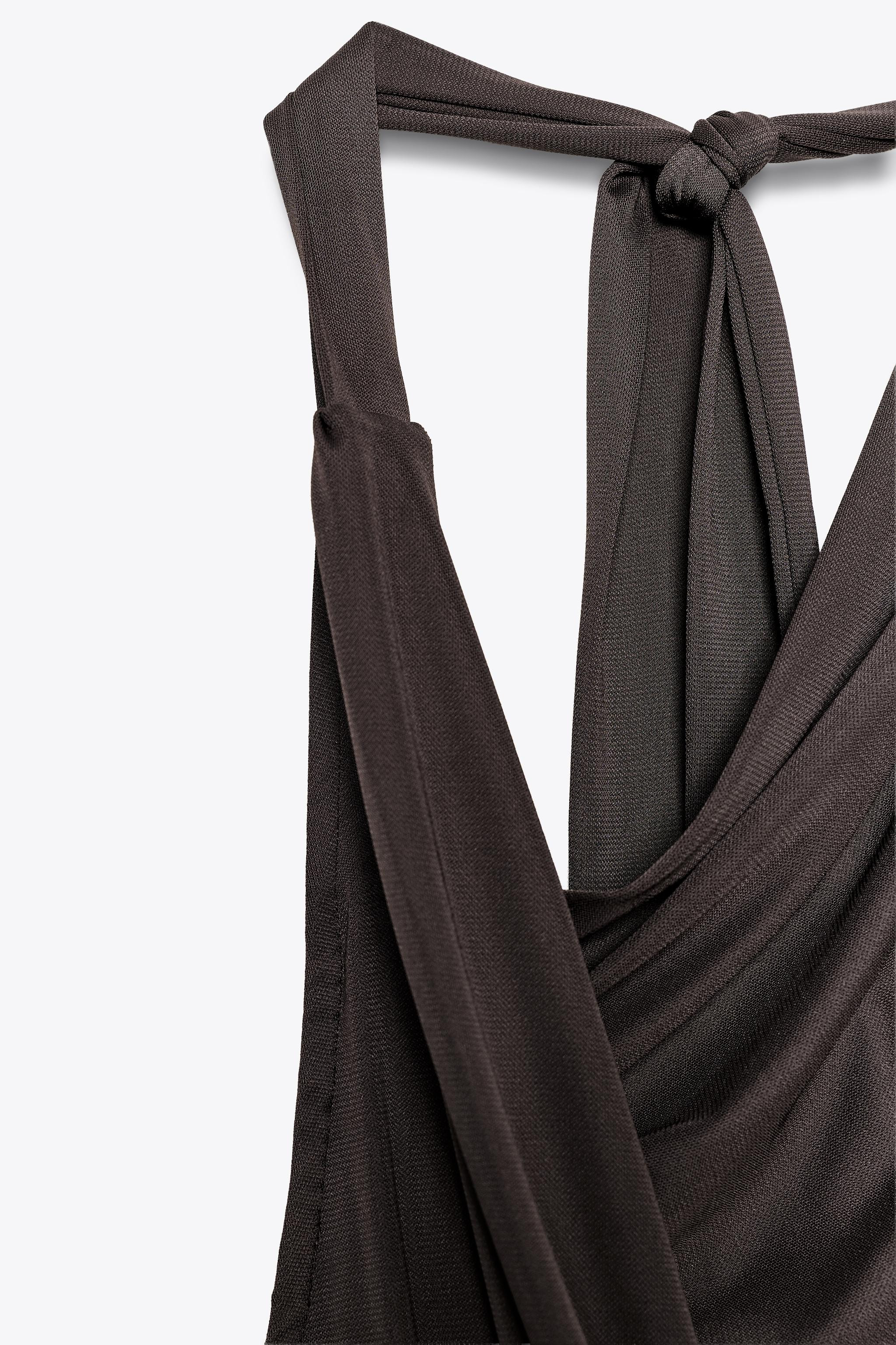 FLOWING NECKLINE DRESS WITH PLEATS | Zara UK