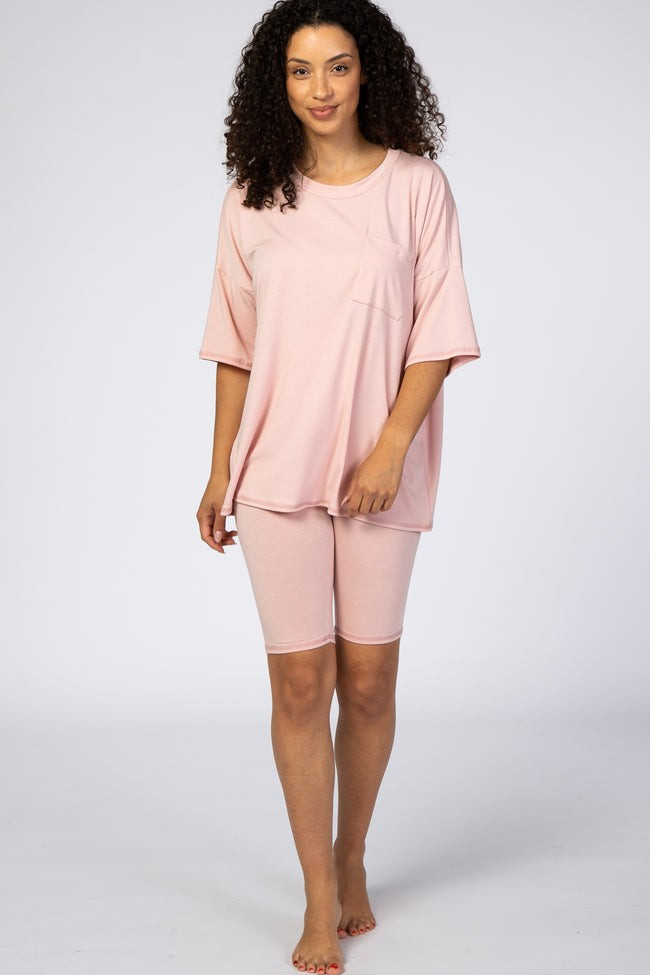 Black Biker Short Sleep Set | PinkBlush Maternity