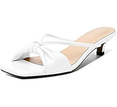 Zamikoo Women's Heeled Sandals, Square Open Toe Kitten Heel Mules, Slip On Low Heeled Slippers wi... | Amazon (US)