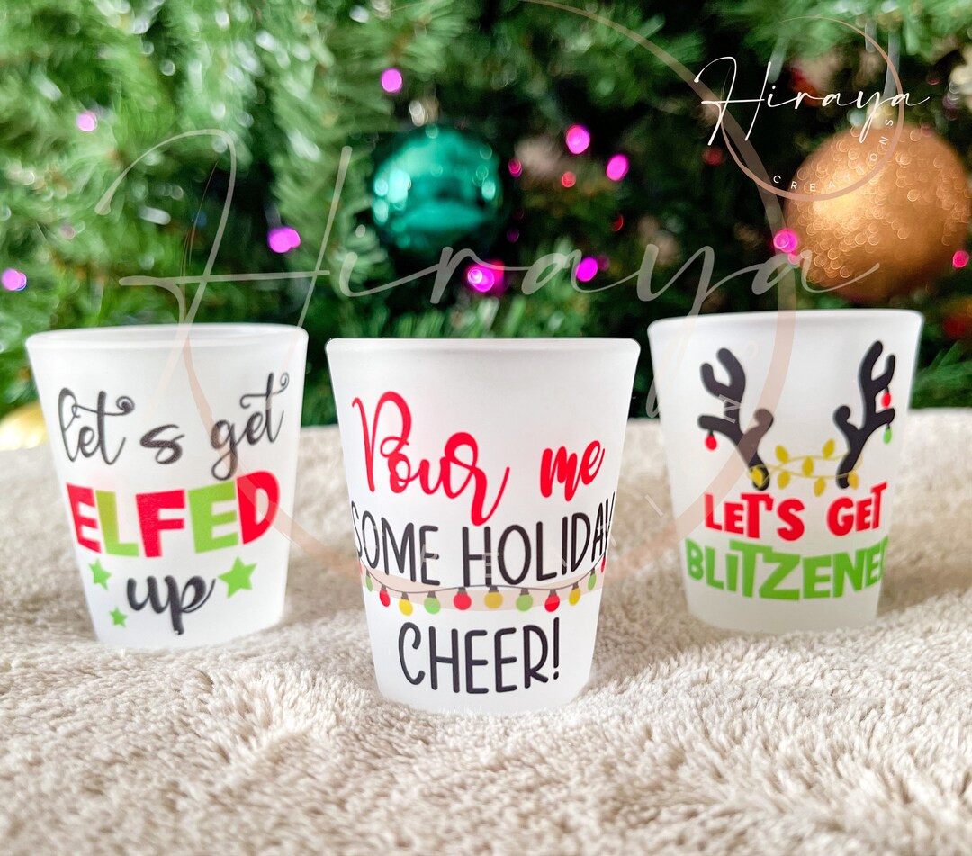 Christmas Frosted Shot Glass 1.5oz. - Etsy | Etsy (US)