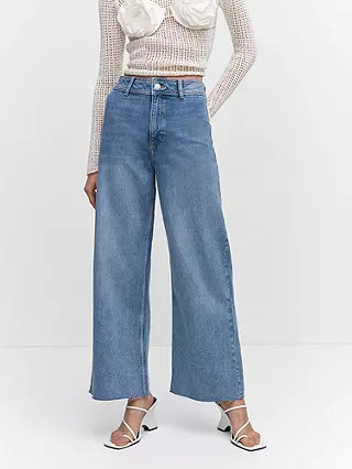 Mango Catherin Jeans Culotte High Waist, Blue | John Lewis (UK)