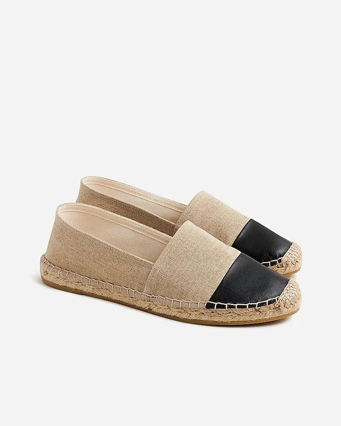 Made-in-Spain cap toe espadrilles in linen | J. Crew US