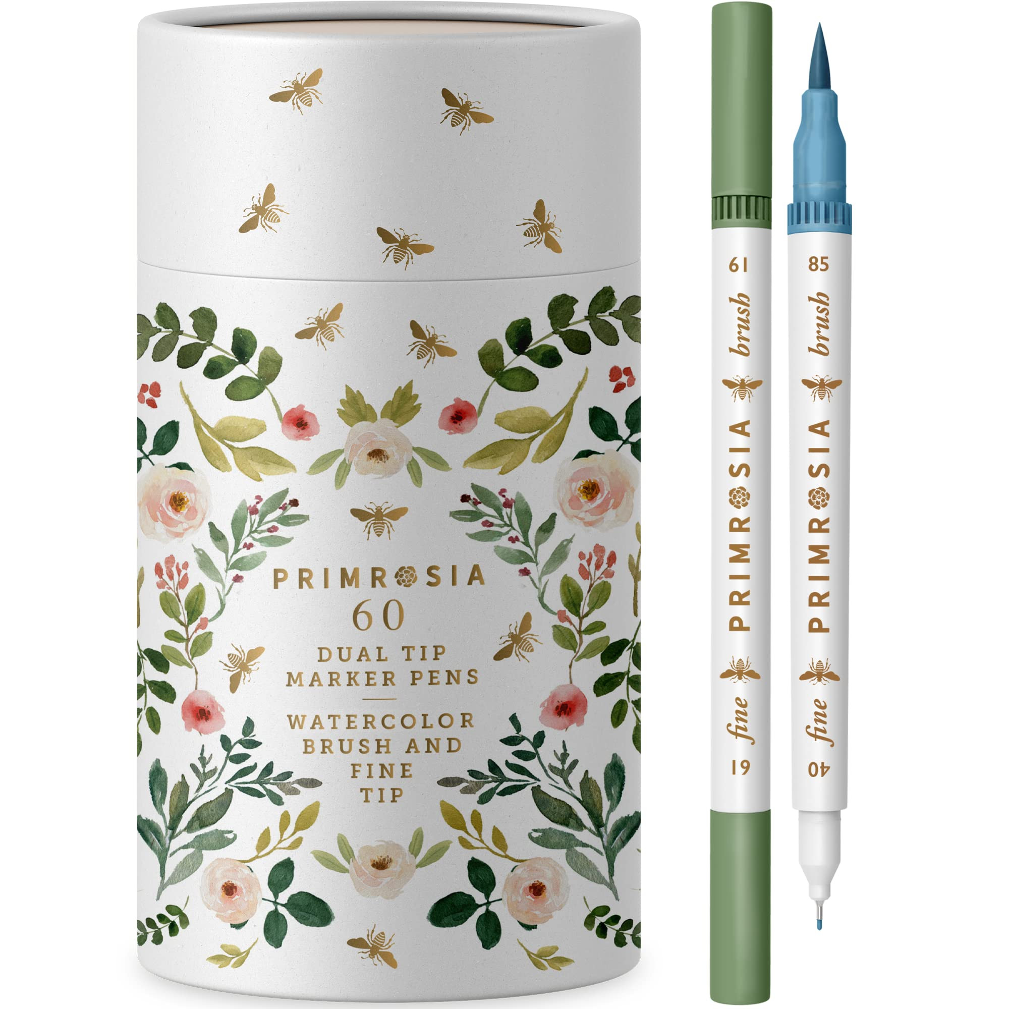 Primrosia 60 Dual Tip Marker Pens, Fineliner and Watercolor Brush Pens for Art Sketching Illustra... | Amazon (US)