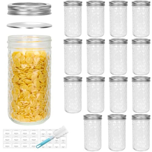 DHSBTLS Glass Regular Mouth Mason Jars, 15 Pack 12 oz Glass Canning Jars with Silver Aluminum Lids and Bands, Airtight Jars for Food Storage, Canning, Overnight Oats, Fermenting, Pickling, Decor | Amazon (US)