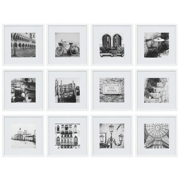 12 Piece 12x12 White Frame Kit, matted to 8"x8" - Walmart.com | Walmart (US)